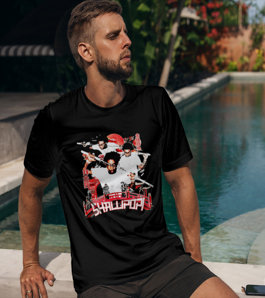 Shallipopi Samurai Warrior Red Bridge T-Shirt