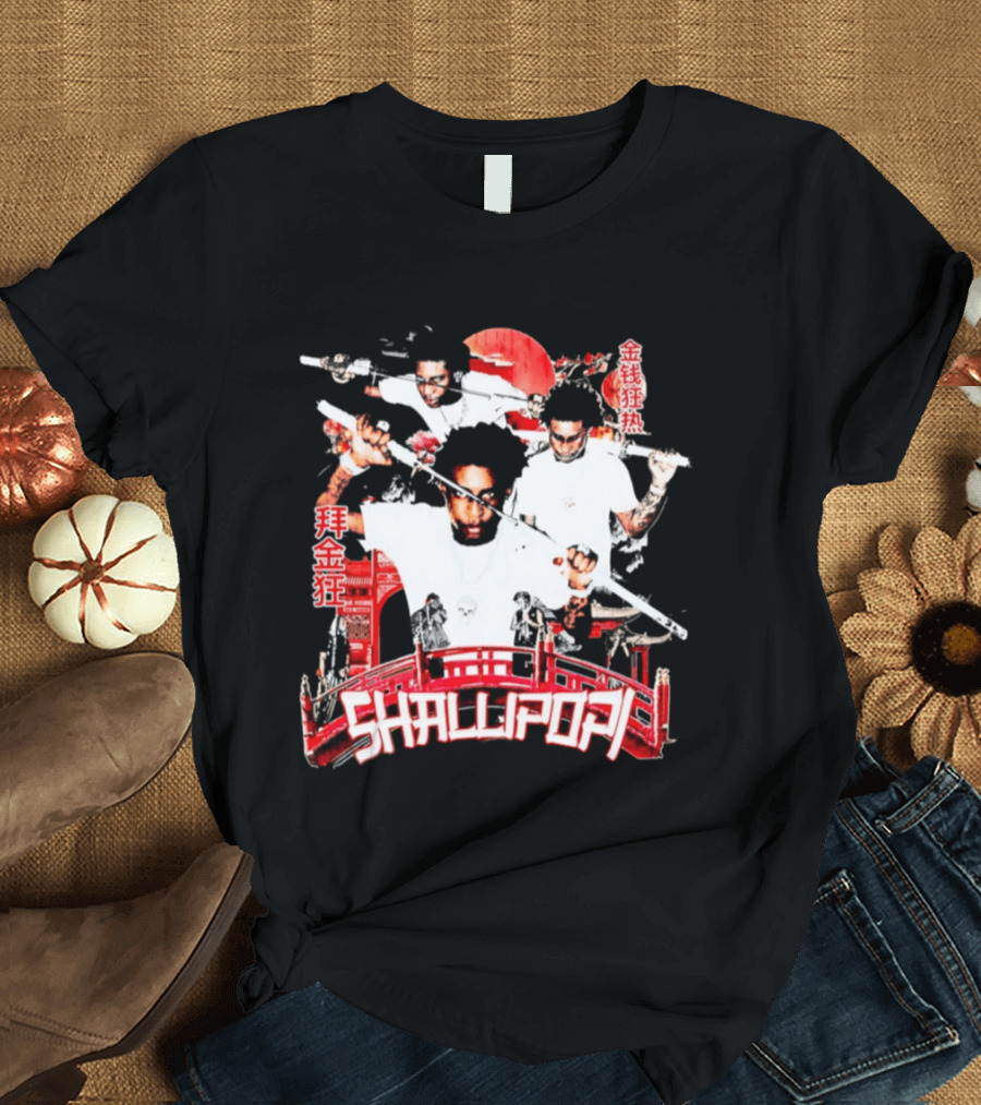 Shallipopi Samurai Warrior Red Bridge T-Shirt