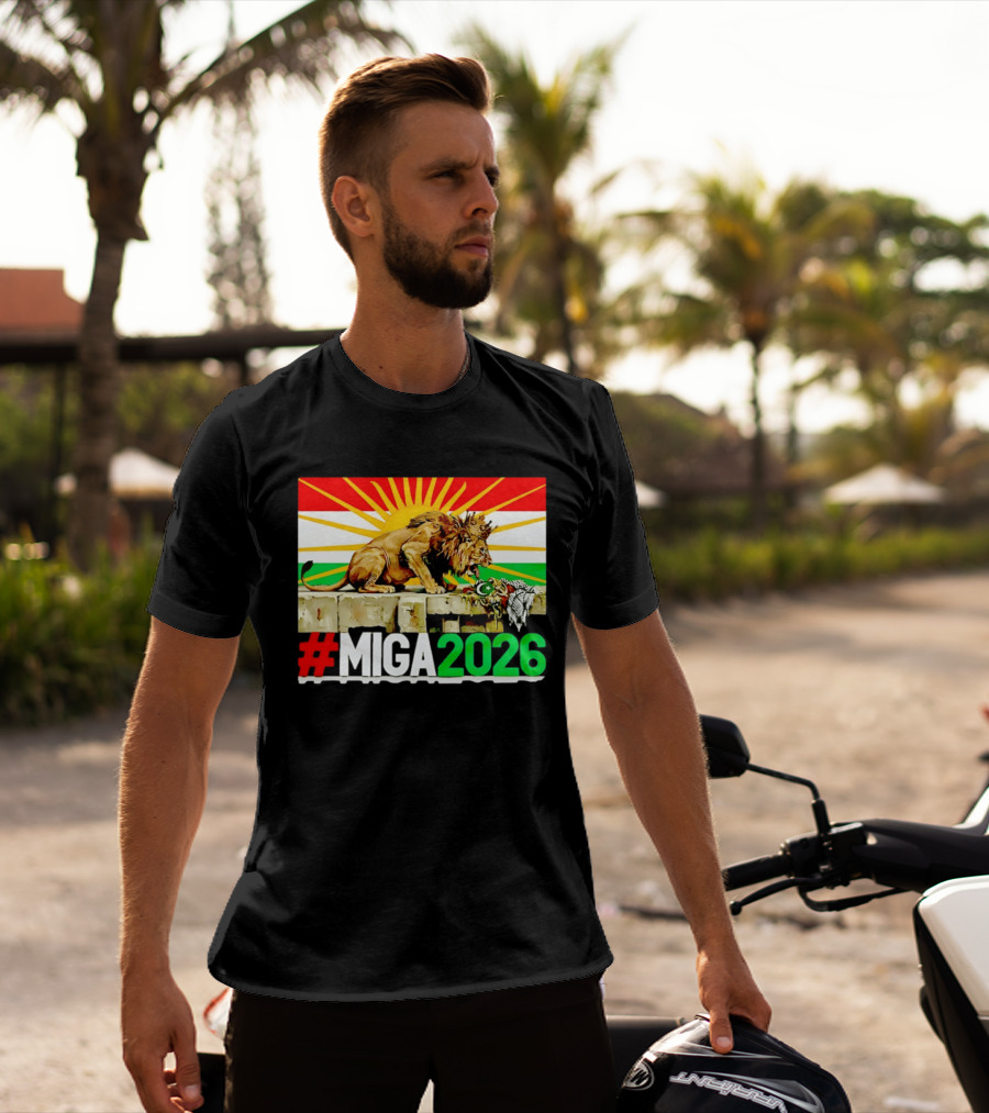 #MIGA 2026 Lion With Kurdistan Flag And Sun T-Shirt
