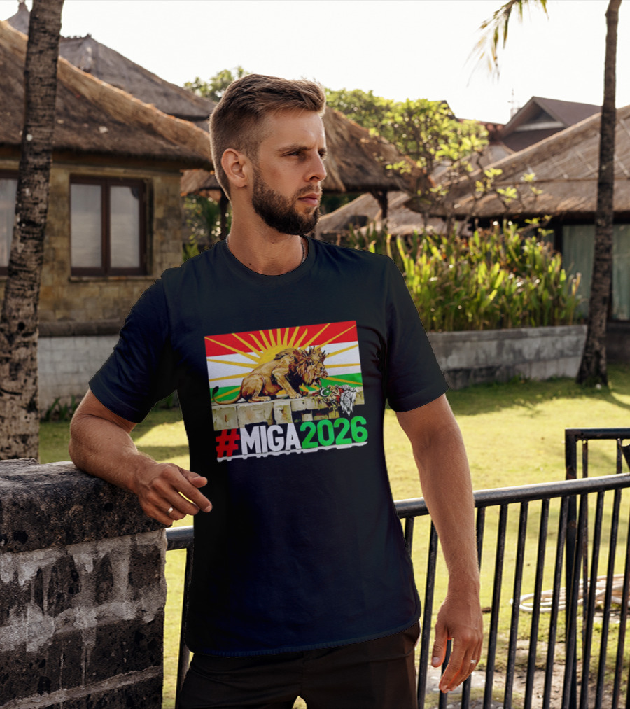 #MIGA 2026 Lion With Kurdistan Flag And Sun T-Shirt