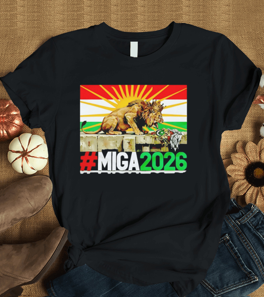 #MIGA 2026 Lion With Kurdistan Flag And Sun T-Shirt