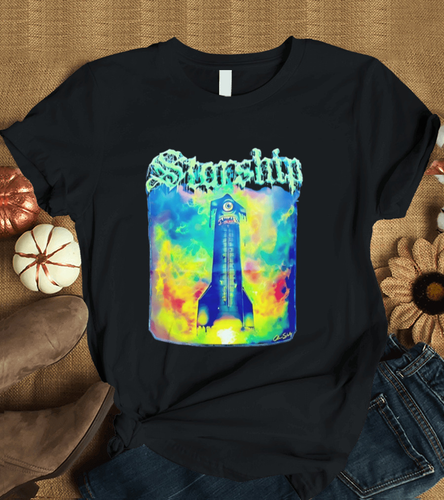 Starship Colorful Cyclops Monster Rocket Explosion T-Shirt