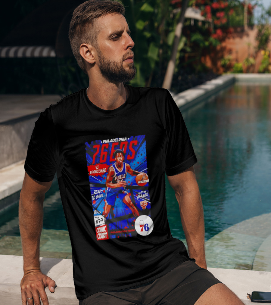 Philadelphia 76ers VJ Edgecombe Comic Court Ready To Save The Game T-Shirt