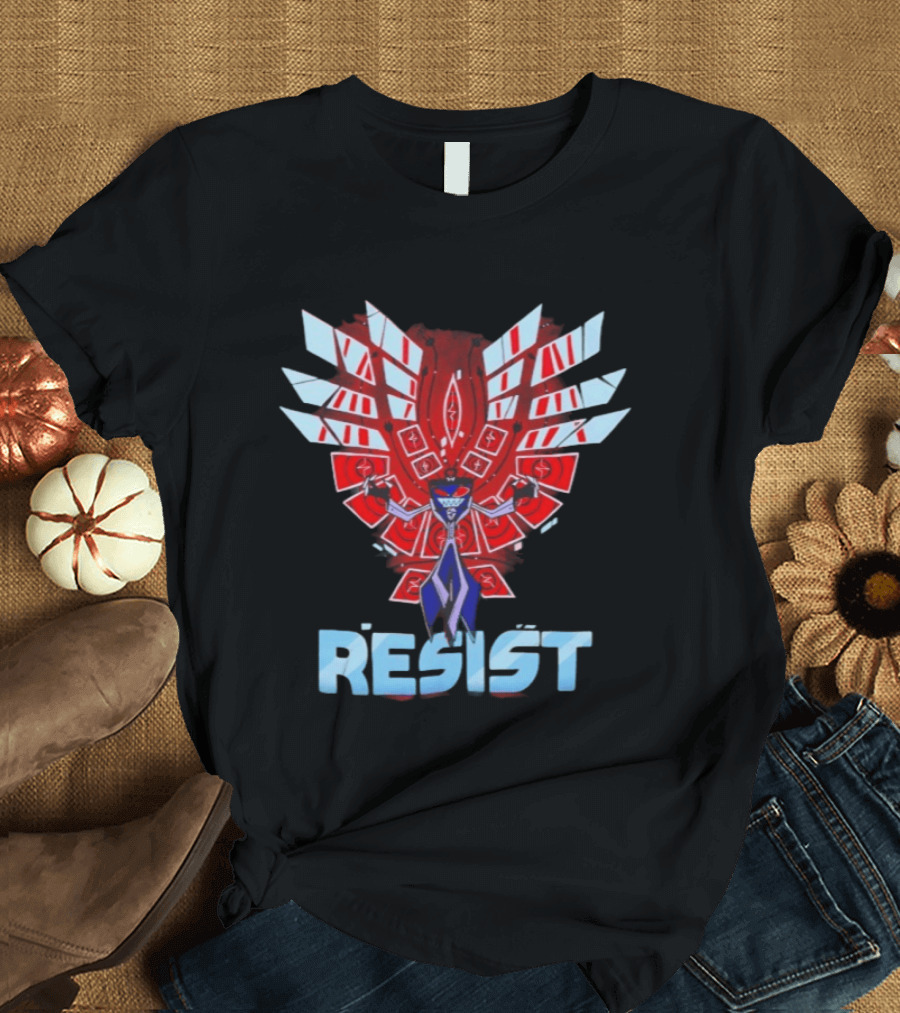 Hazbin Hotel Vox Resist Character Wings Red Blue T-Shirt