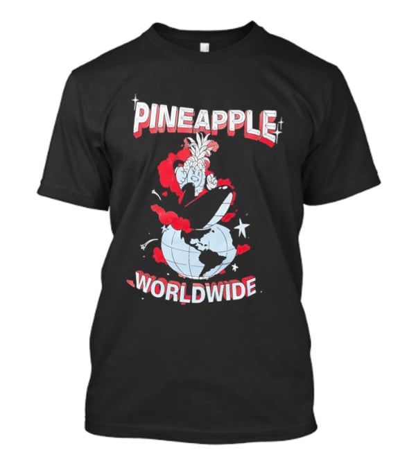 Pineapple Worldwide Cartoon Exploding Globe T-Shirt