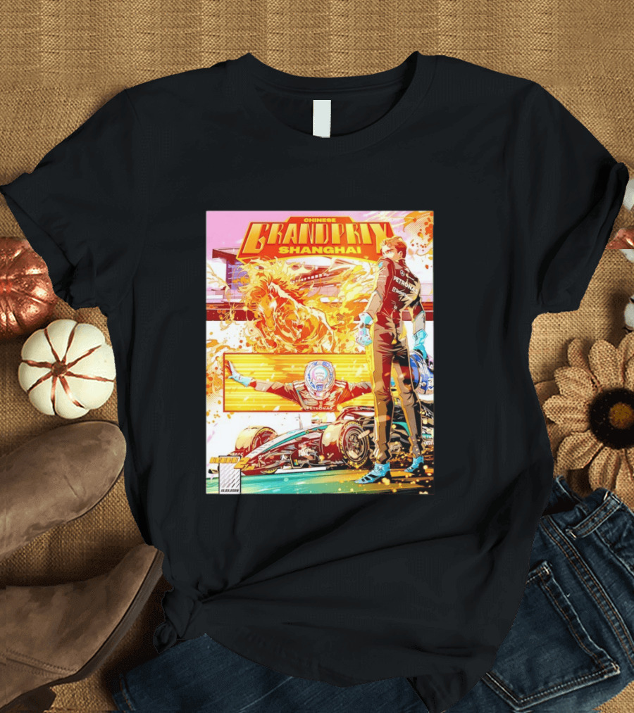 Chinese Grand Prix Shanghai Anime Style With Race Car And Driver T-Shirt