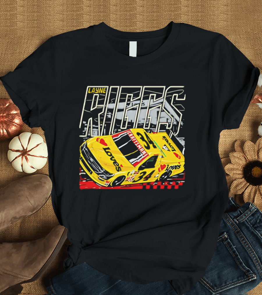 Layne Riggs Loves Truck Racing With Vibrant Yellow Car T-Shirt