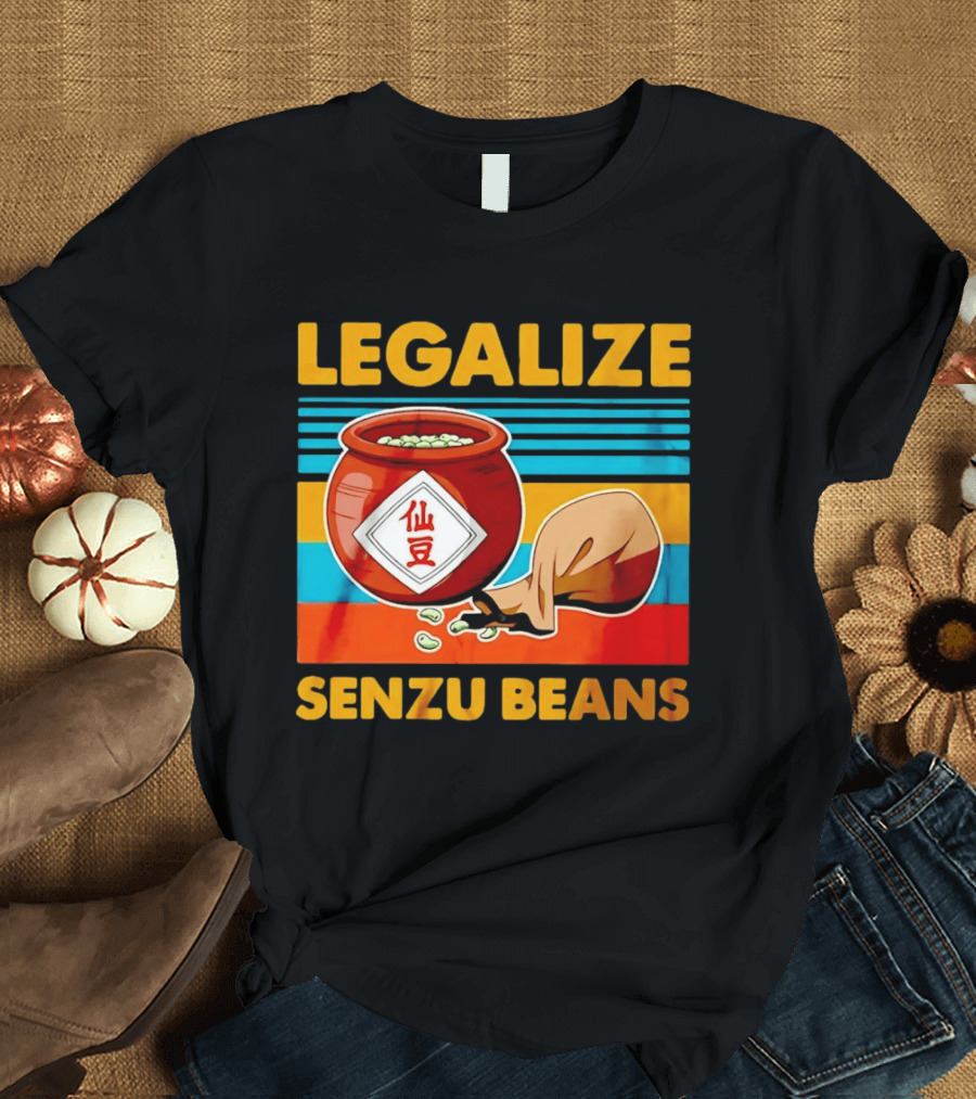 Legalize Senzu Beans Dragon Ball Kagome Jar Vintage Stripes T-Shirt