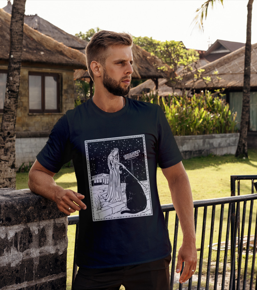 Medieval Cat Tarot Waffle House The Hermit T-Shirt