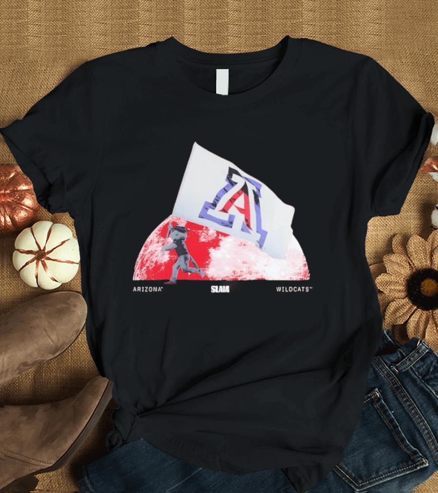 Arizona Wildcats Flag On The Moon SLAM Magazine T-Shirt