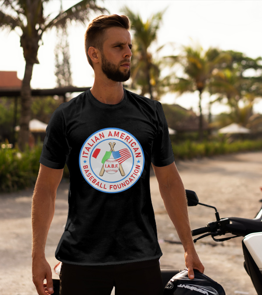 Italian American Baseball Foundation IABF Flags And Crossed Bats T-Shirt