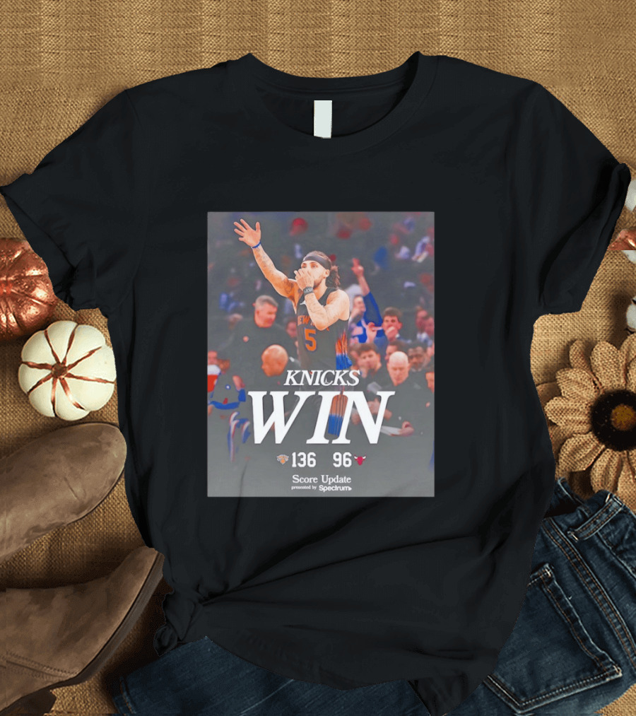 Knicks Win Jalen Brunson Celebration 136 96 Over Chicago Bulls T-Shirt