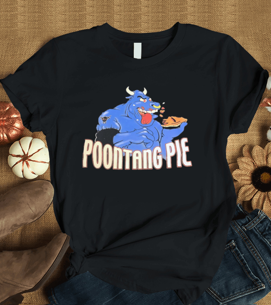Poontang Pie Bull Eating Slice With Small Wrestler Tattoo T-Shirt
