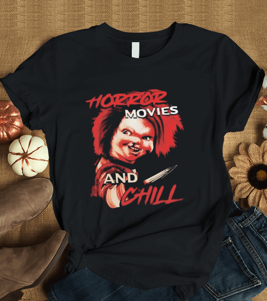 Chucky Horror Movies And Chill Knife Wielding Doll T-Shirt