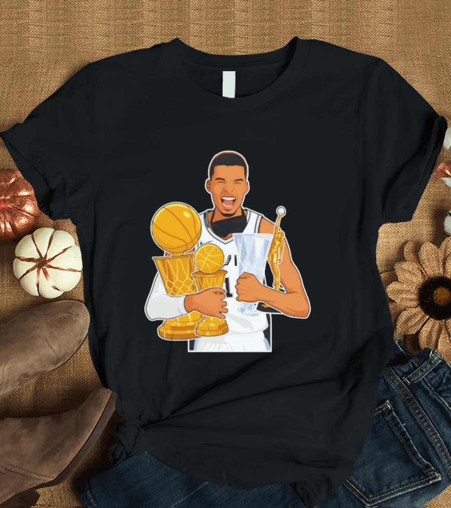 Victor Wembanyama Cartoon Trophy San Antonio Spurs MVP T-Shirt