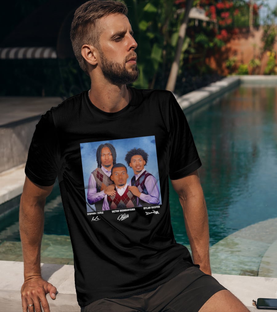 Victor Wembanyama Dylan Harper Stephon Castle Step Brothers San Antonio Spurs Signatures T-Shirt