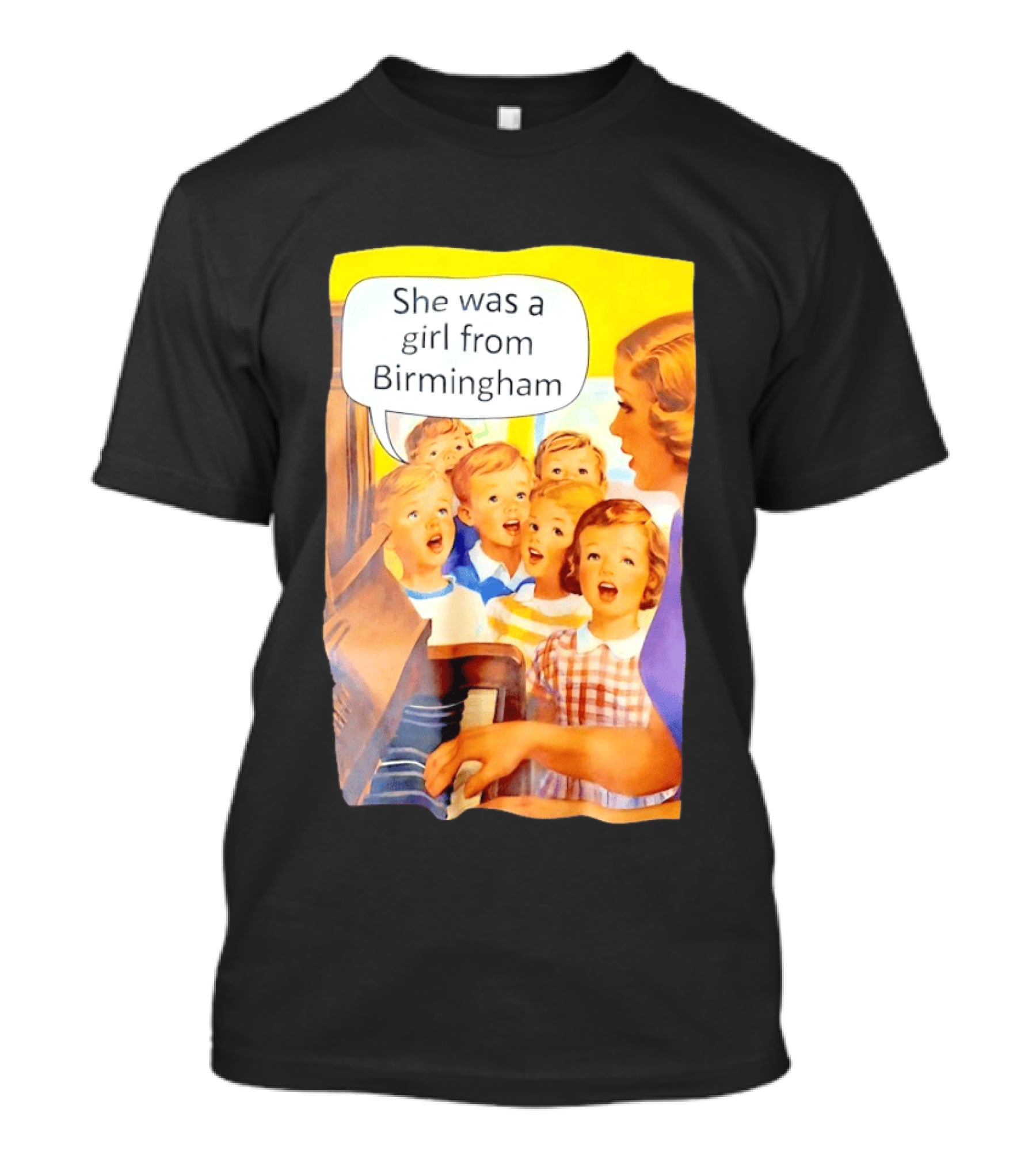 She Was A Girl From Birmingham Retro Comic Style Classroom Scene T-Shirt