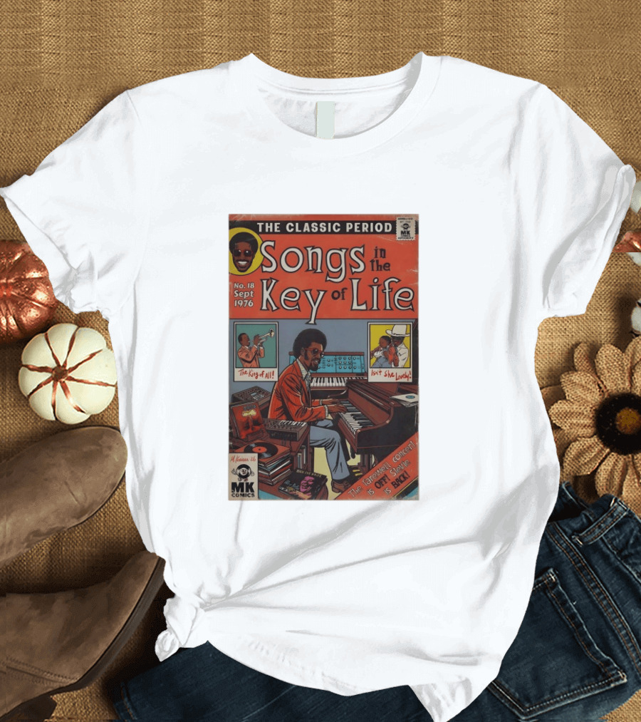 The Classic Period Songs In The Key Of Life Sept 1976 Comic Style Music Legend Iconography T-Shirt