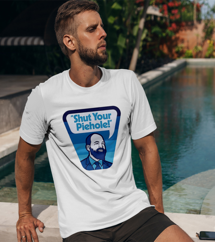 Shut Your Piehole Speech Bubble Blue Suit Beard T-Shirt