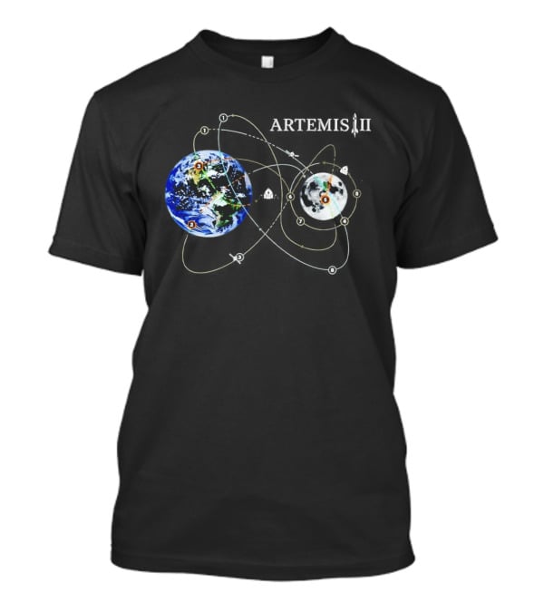 NASA Artemis II Mission Earth To Moon Trajectory Map T-Shirt