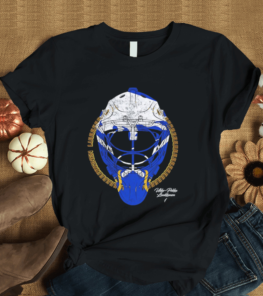 Buffalo Sabres Ukko Pekka Luukkonen Hockey Helmet NHL 2026 T-Shirt
