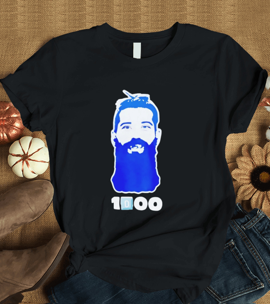 Colorado Avalanche 1000th Milestone Burnzie Blue Beard T-Shirt
