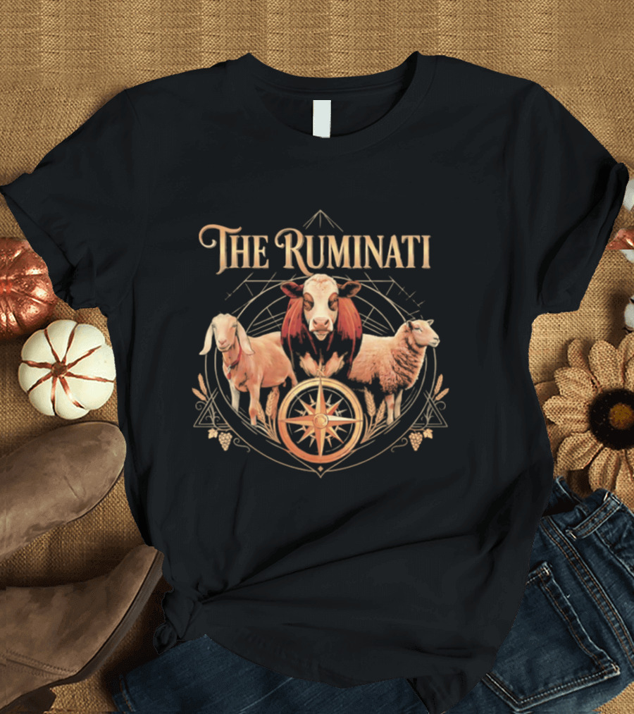 The Ruminati Goat Cow Sheep Conspiracy Triangle With Wheel T-Shirt