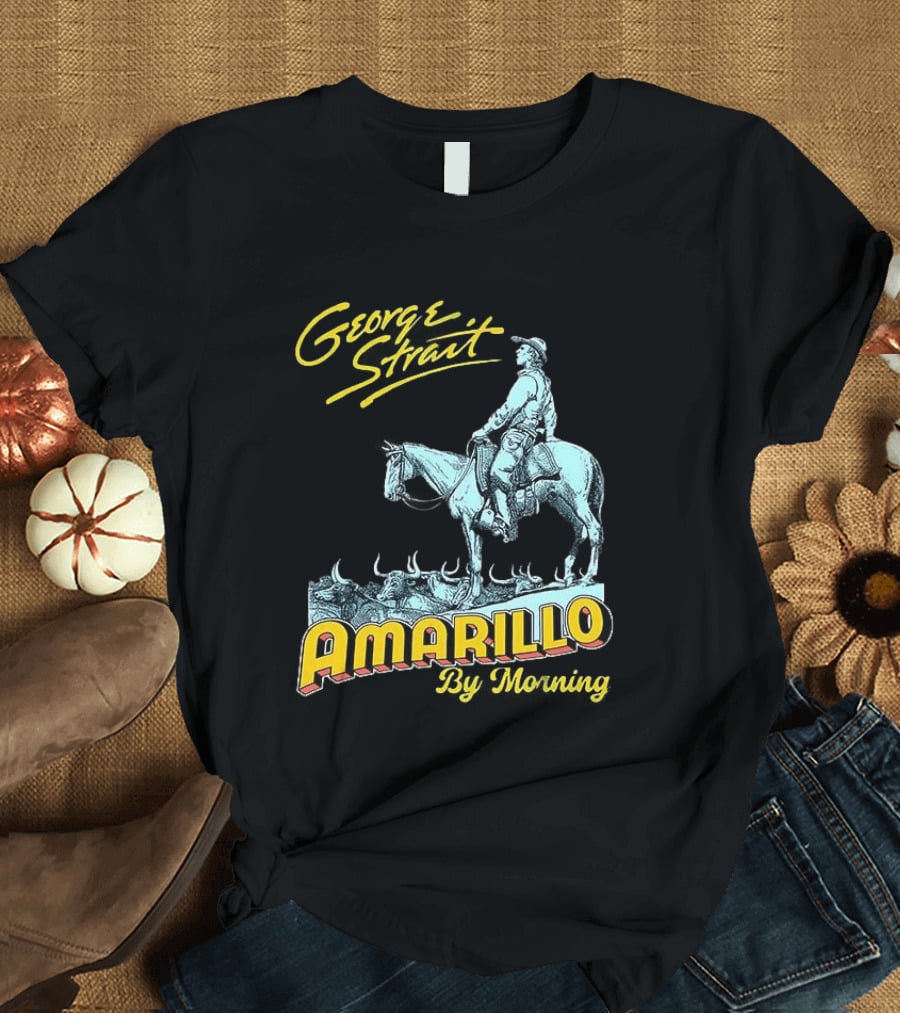 George Strait Amarillo By Morning Cowboy On Horse T-Shirt