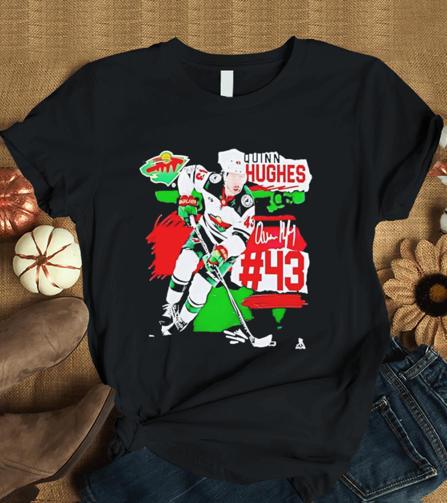 Quinn Hughes 43 Minnesota Wild Fresh Ice Hockey Player T-Shirt
