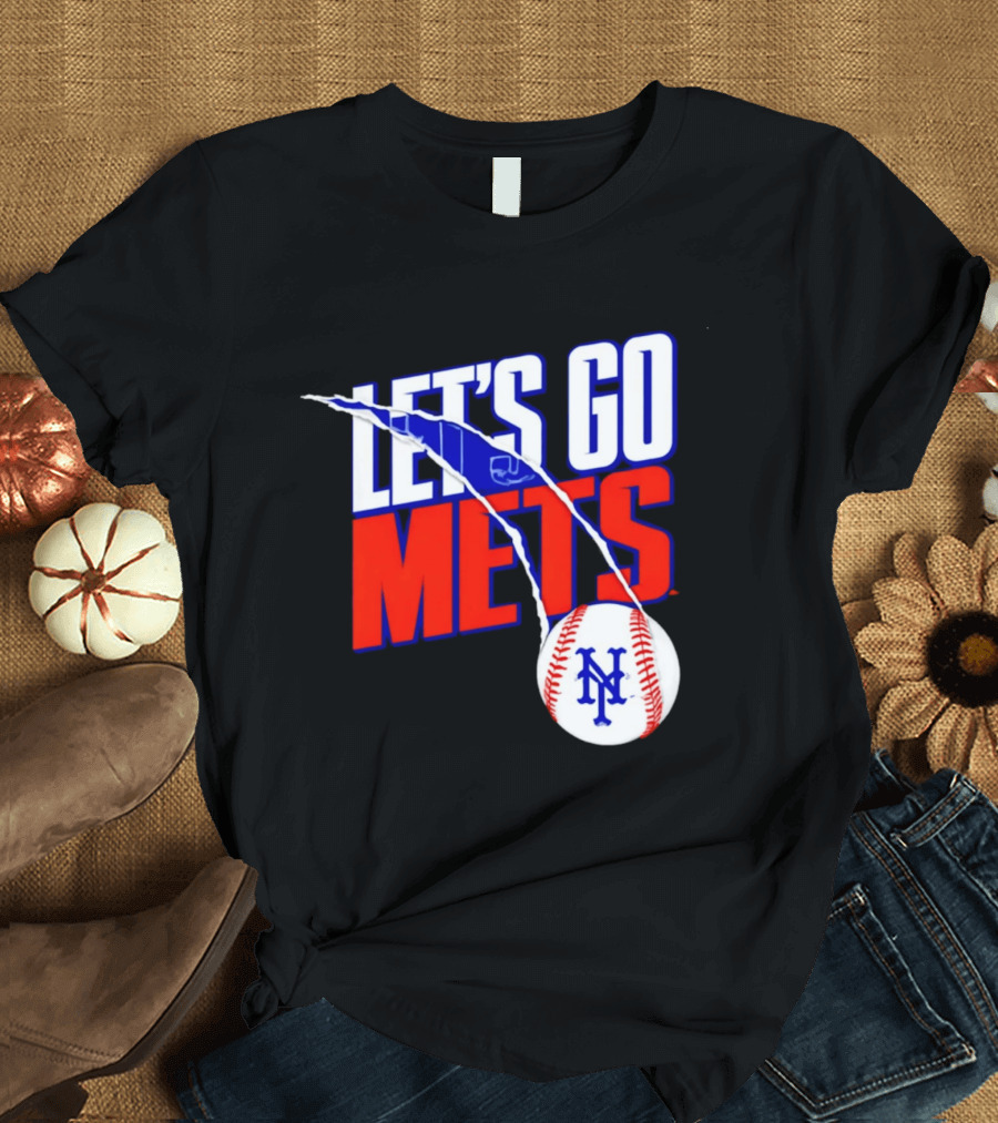 New York Mets Let's Go Mets Baseball Royal Splitter T-Shirt