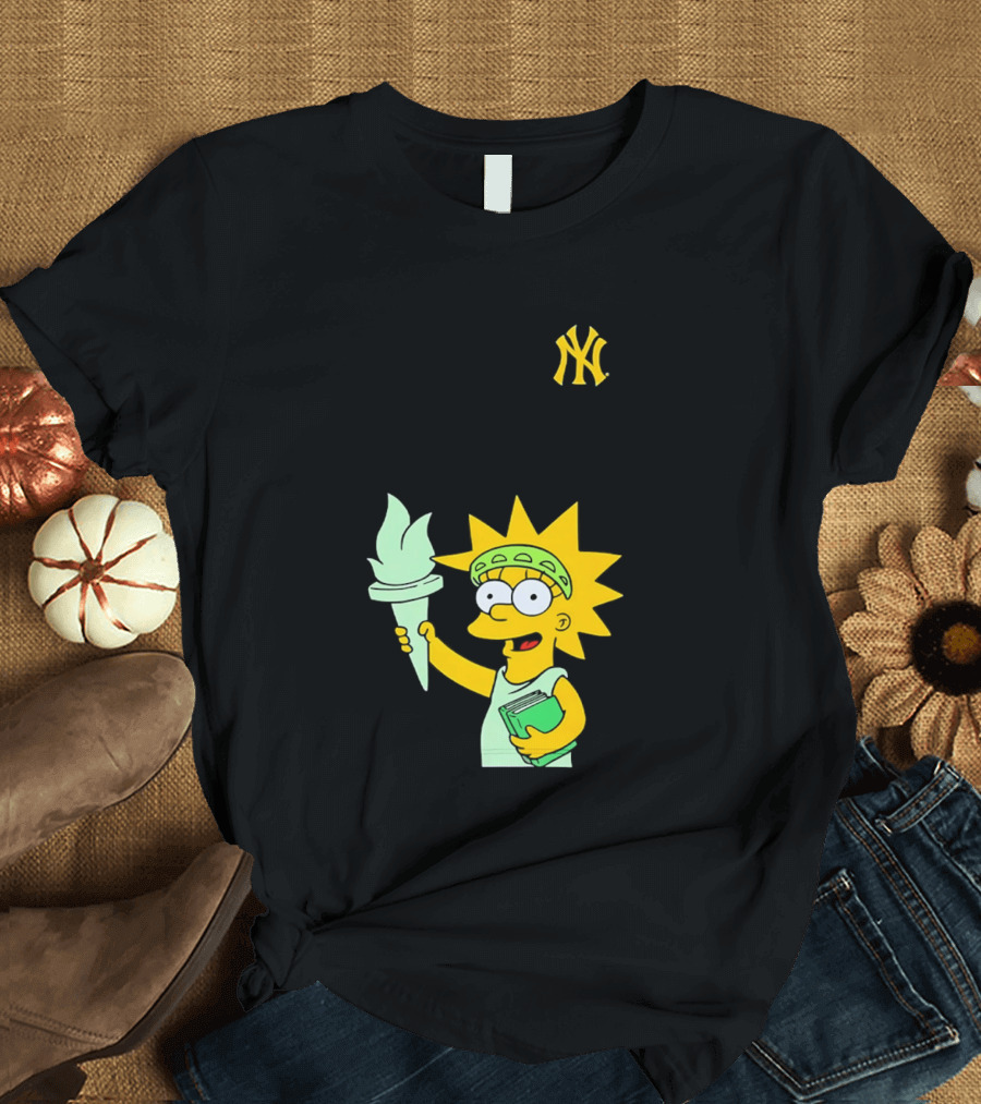 New York Yankees Simpsons Lisa Statue Of Liberty 2026 Iconic Collaboration T-Shirt