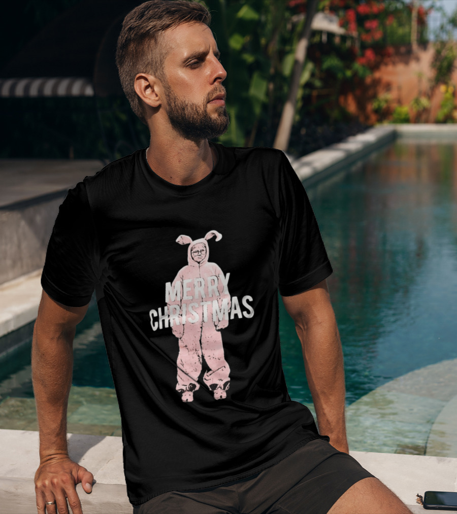 Merry Christmas Ralphie Pink Bunny Costume T-Shirt