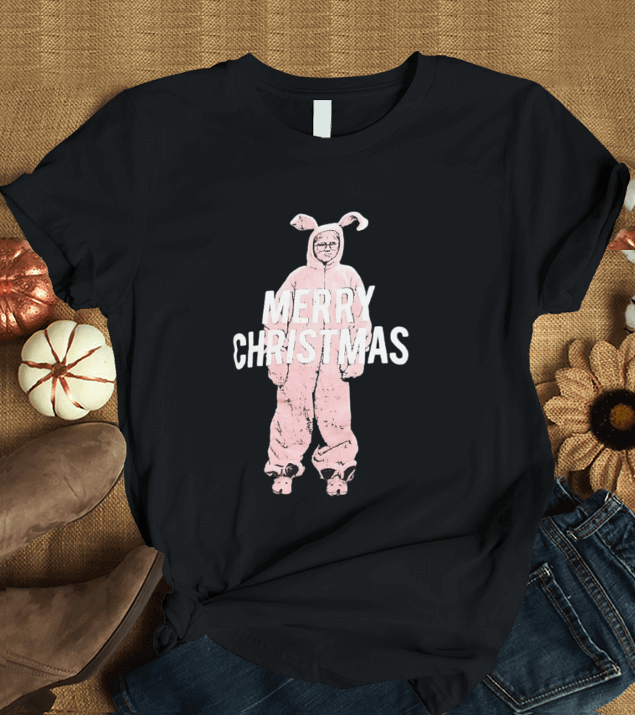 Merry Christmas Ralphie Pink Bunny Costume T-Shirt
