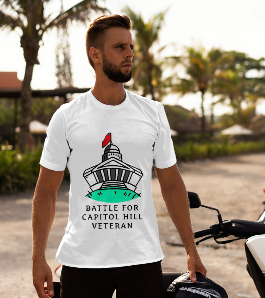Battle For Capitol Hill Veteran UFO Dome Red Flag T-Shirt