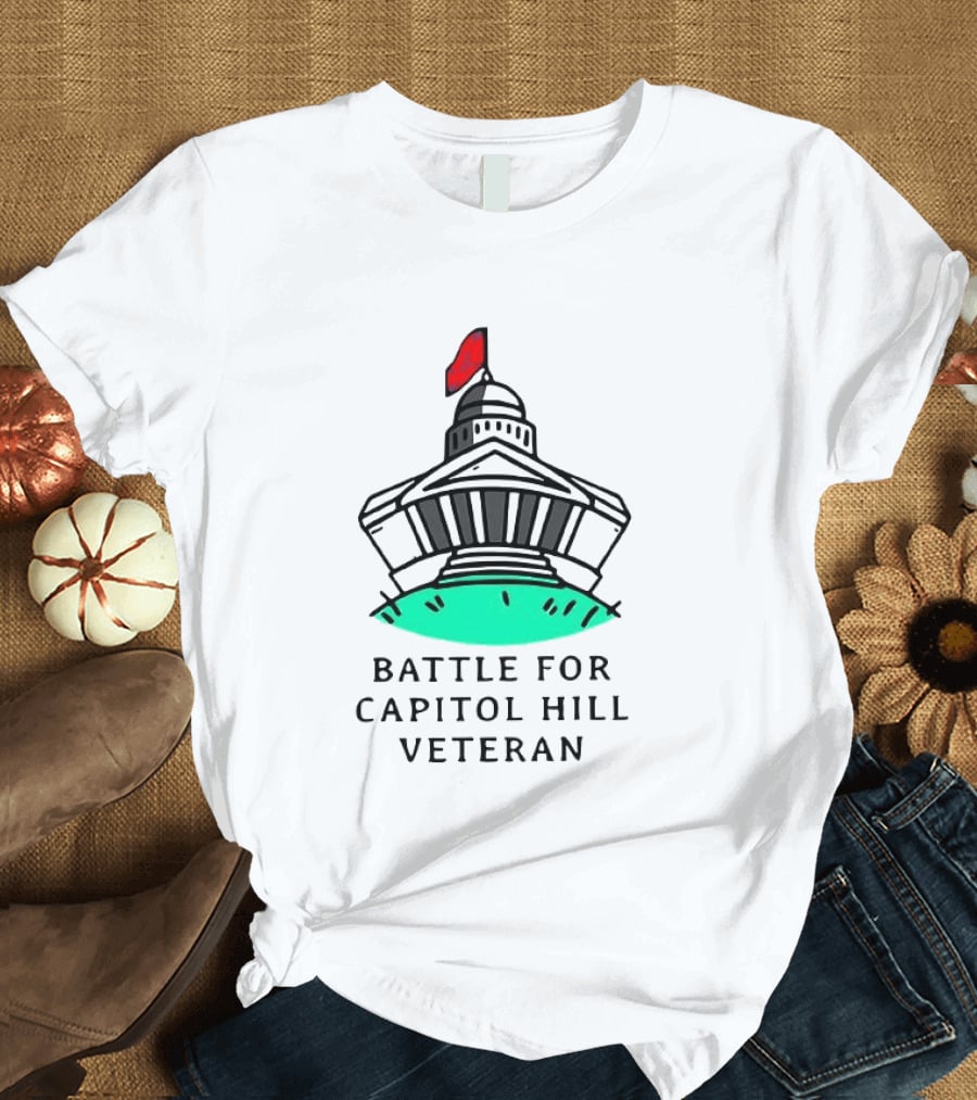 Battle For Capitol Hill Veteran UFO Dome Red Flag T-Shirt