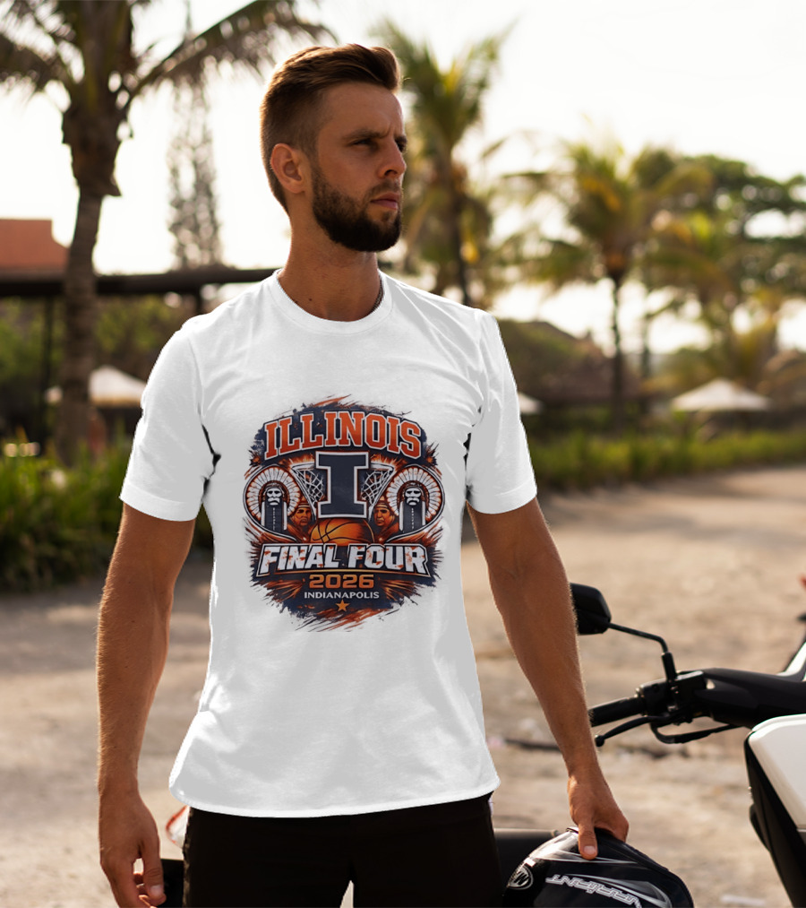 Illinois Fighting Illini Basketball Final Four 2026 Indianapolis Iconic I Logo And Native American T-Shirt