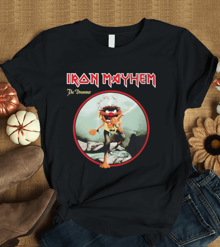 Animal The Muppets Iron Mayhem Rock Band Drummer T-Shirt