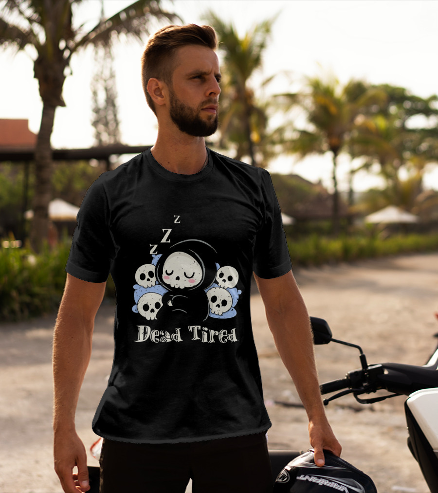 Grim Reaper Sleeping Among Skulls Dead Tired With ZZZ T-Shirt