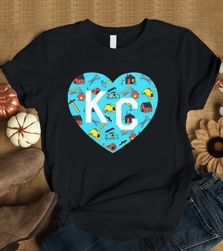Habitat For Humanity Kansas City KC Heart With Tools And Houses T-Shirt