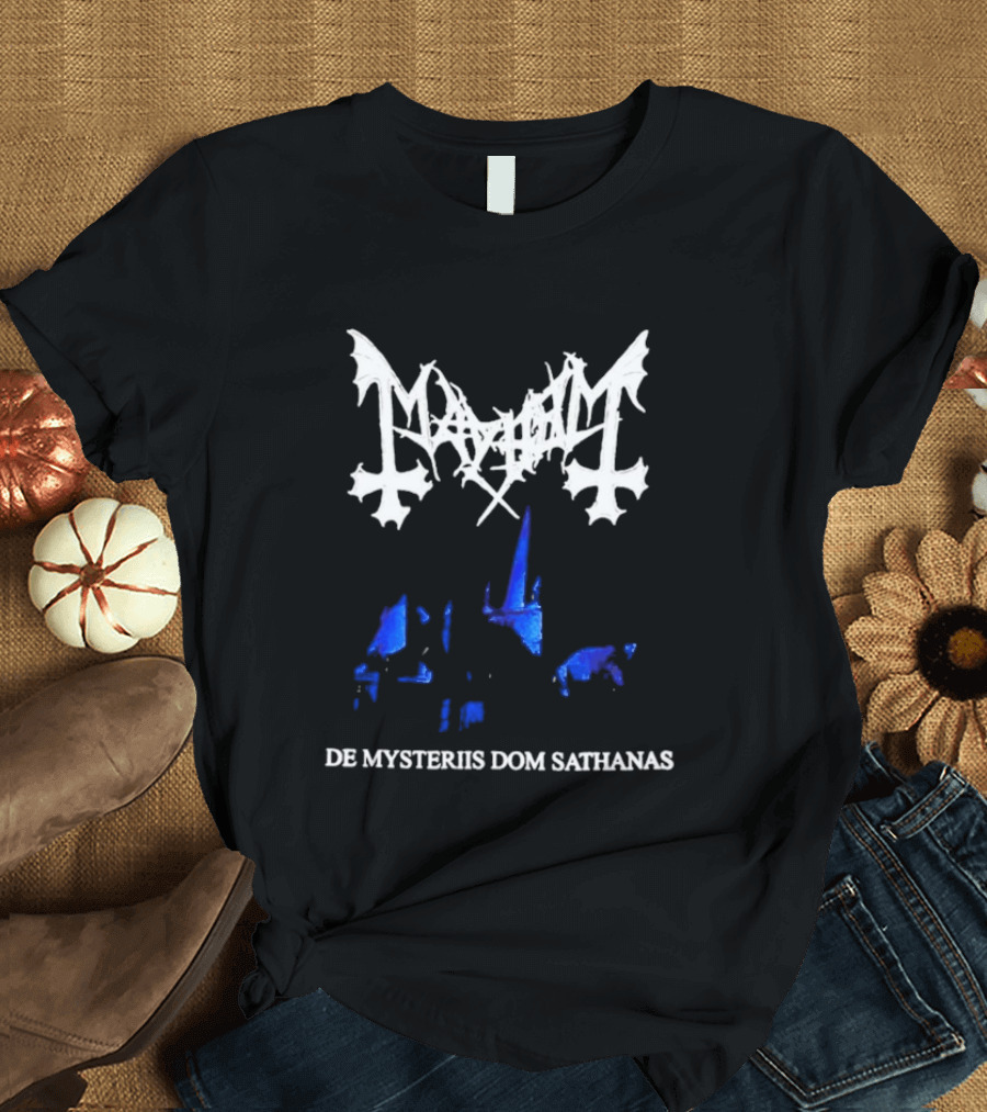 Mayhem De Mysteriis Dom Sathanas Iconic Album Art And Symbolic Gothic T-Shirt