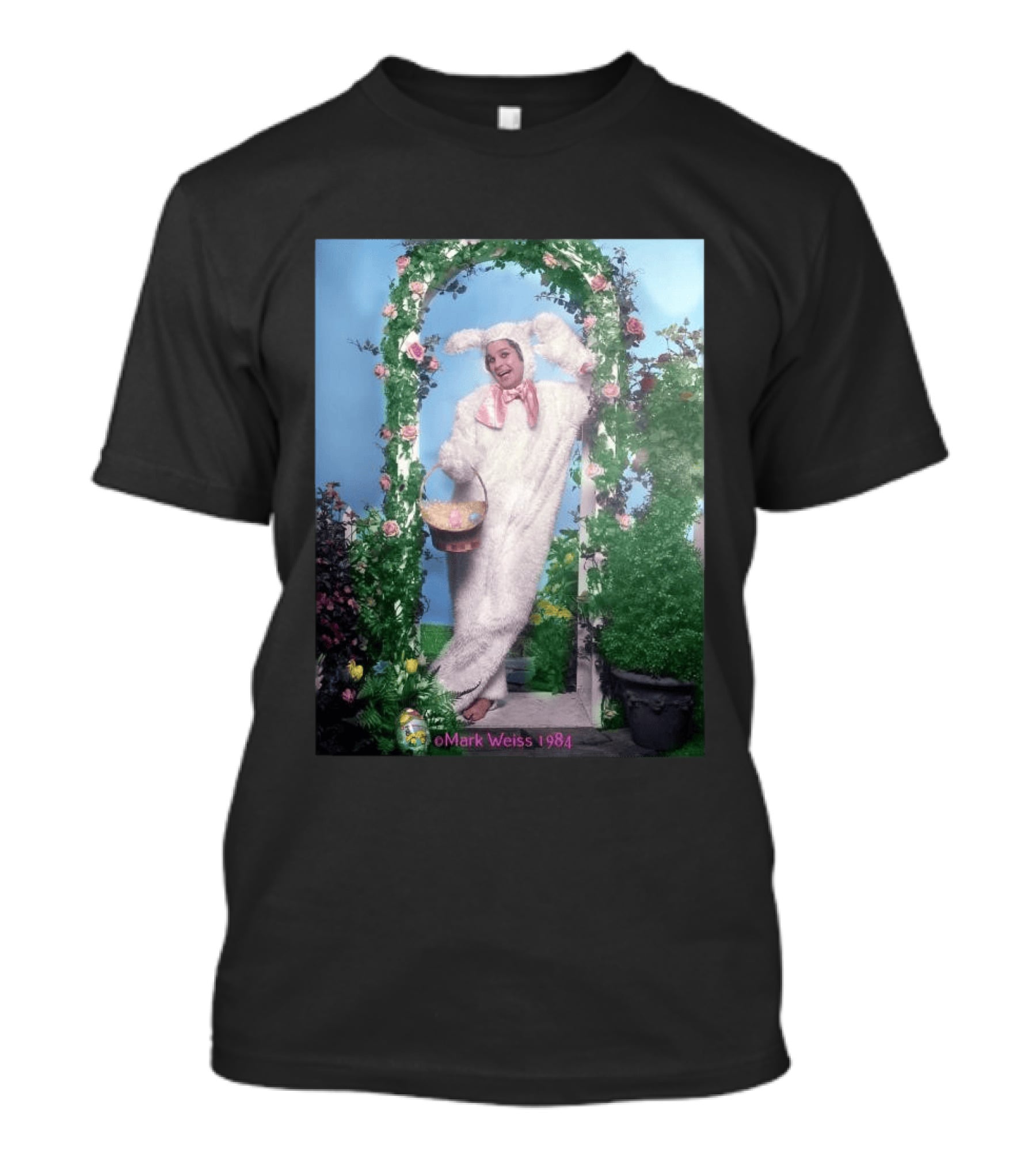 Mark Weiss 1984 Ozzy Osbourne Thanksgiving White Bunny Costume With Basket T-Shirt