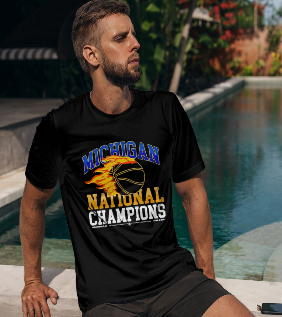 Michigan Basketball National Champions Fireball T-Shirt