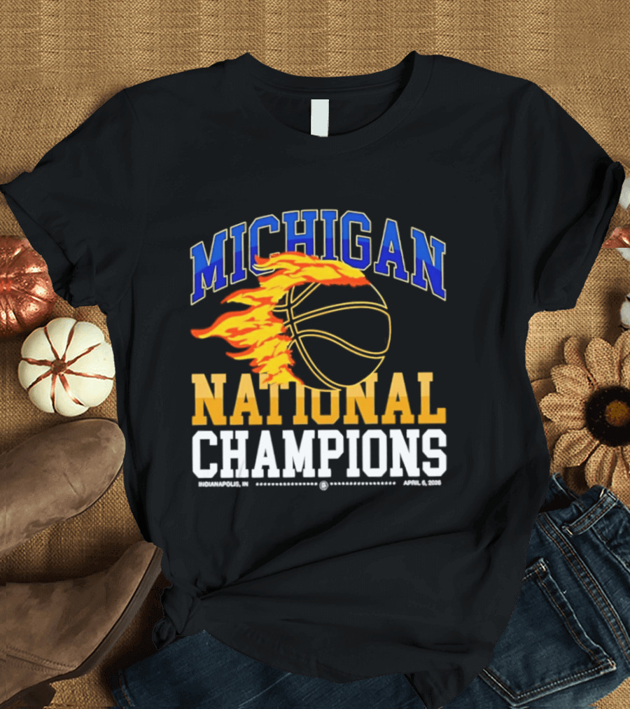 Michigan Basketball National Champions Fireball T-Shirt