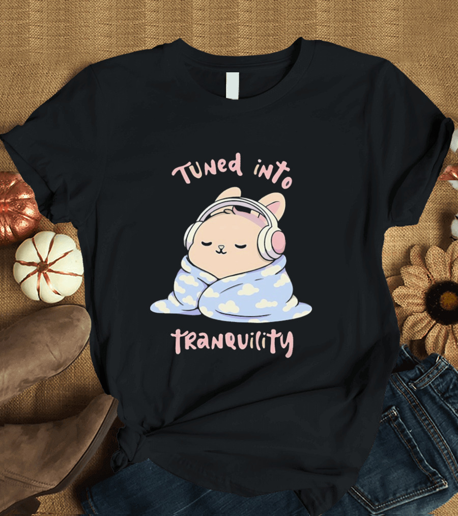 Tuned Into Tranquility Chill Bunny With Headphones T-Shirt
