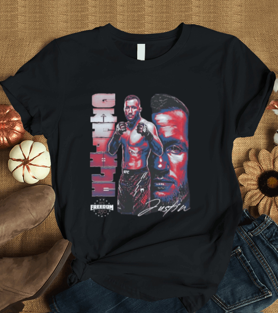Justin Gaethje UFC Fighter Portrait And Name T-Shirt
