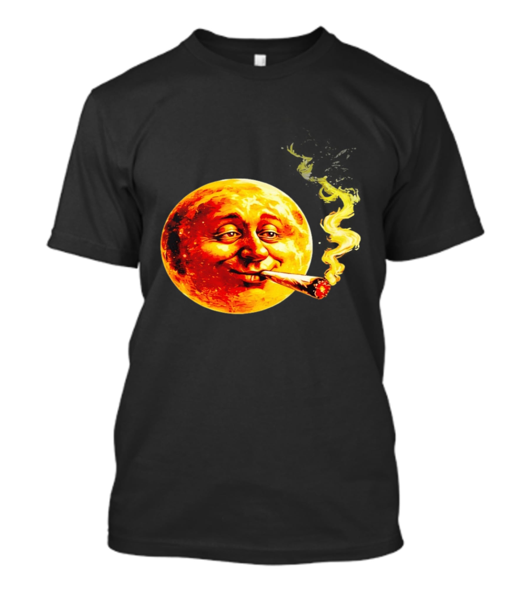 Moon Face Smoking Weed Blunt Lunar Smokers Club T-Shirt