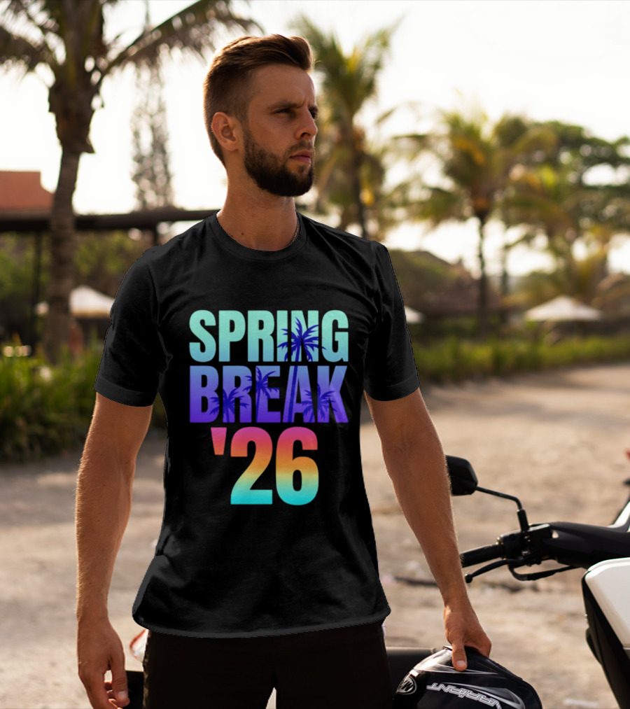 Spring Break '26 Sunset Palm Trees Ocean Vibes T-Shirt