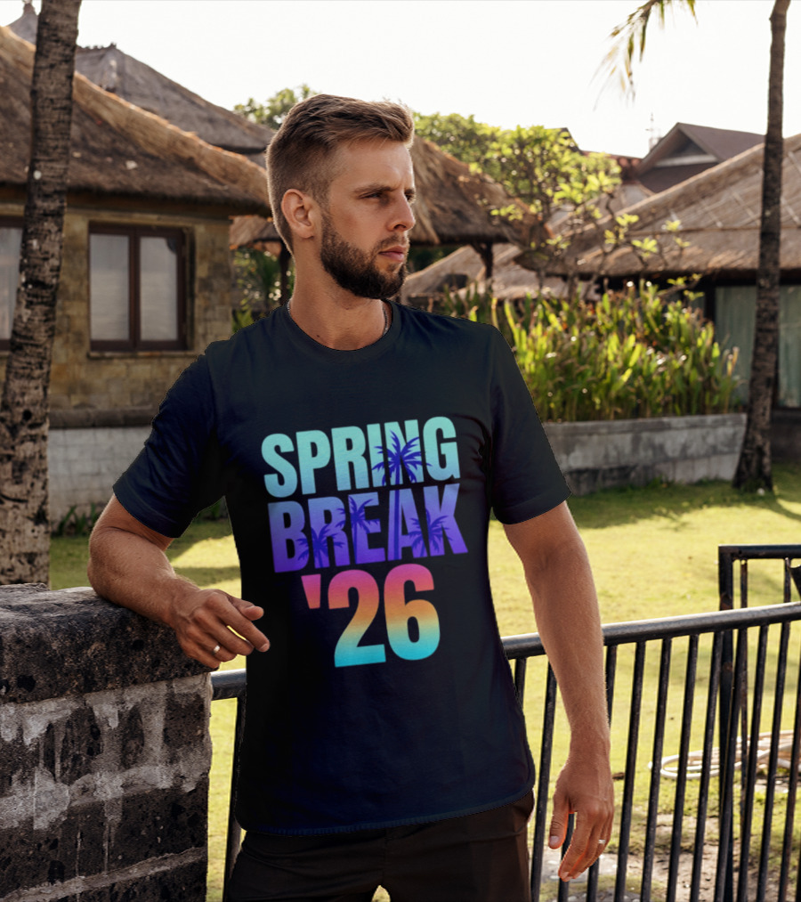 Spring Break '26 Sunset Palm Trees Ocean Vibes T-Shirt