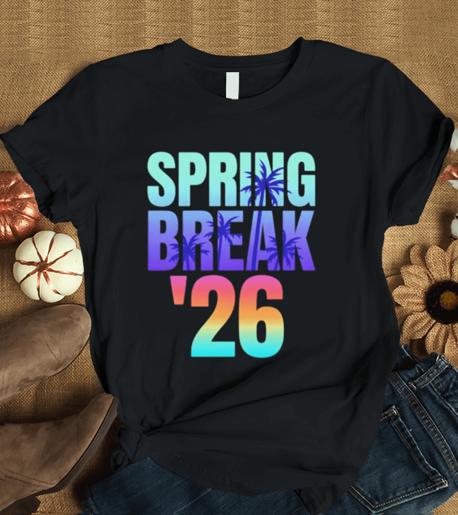 Spring Break '26 Sunset Palm Trees Ocean Vibes T-Shirt