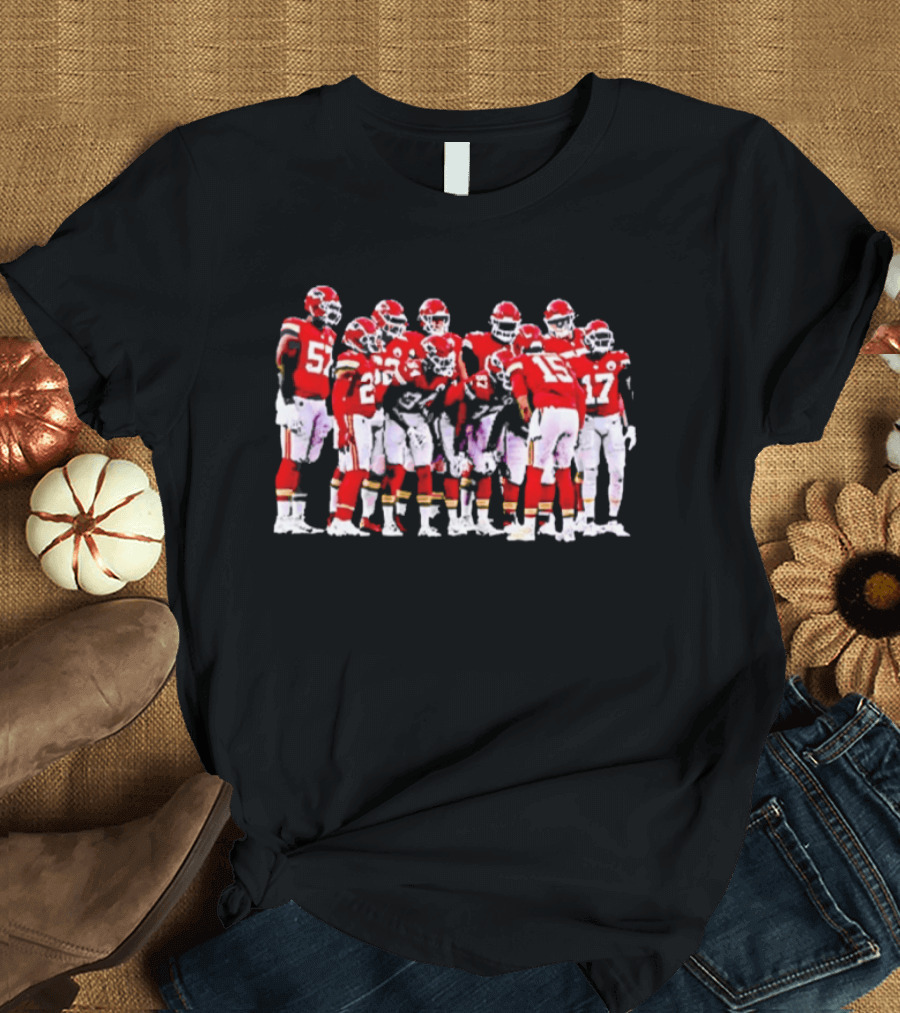 Kansas City Chiefs Players Huddle Team Spirit NFL Football T-Shirt